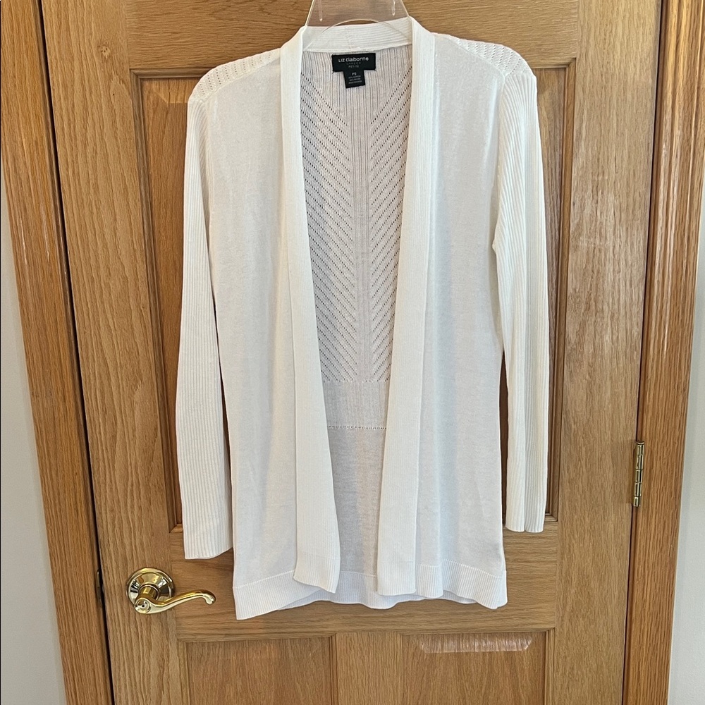 Liz Claiborne - White Open Cardigan - Small Petite - Picture 3 of 16